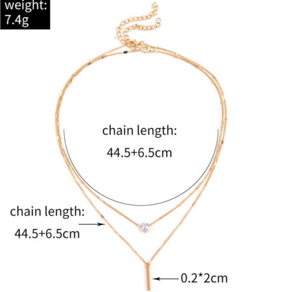 Rhinestone Water drop pendant 2PC necklace - Picture 3 of 4